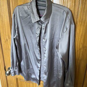 Grey Satin Woman's Buttondown